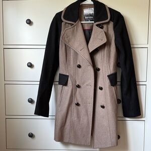 Kensie Women's Black and Brown Trench Coat